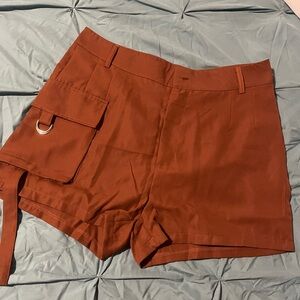 Brown Flap Pocket Shorts